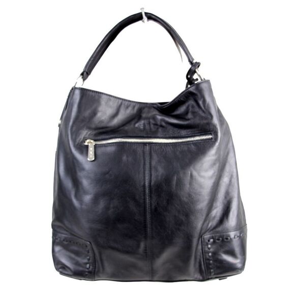 ROOMY Cezar Mizrahi BLACK GENUINE LEATHER SHOULDER BAG HANDBAG TOTE HOBO PURSE - Picture 7 of 16